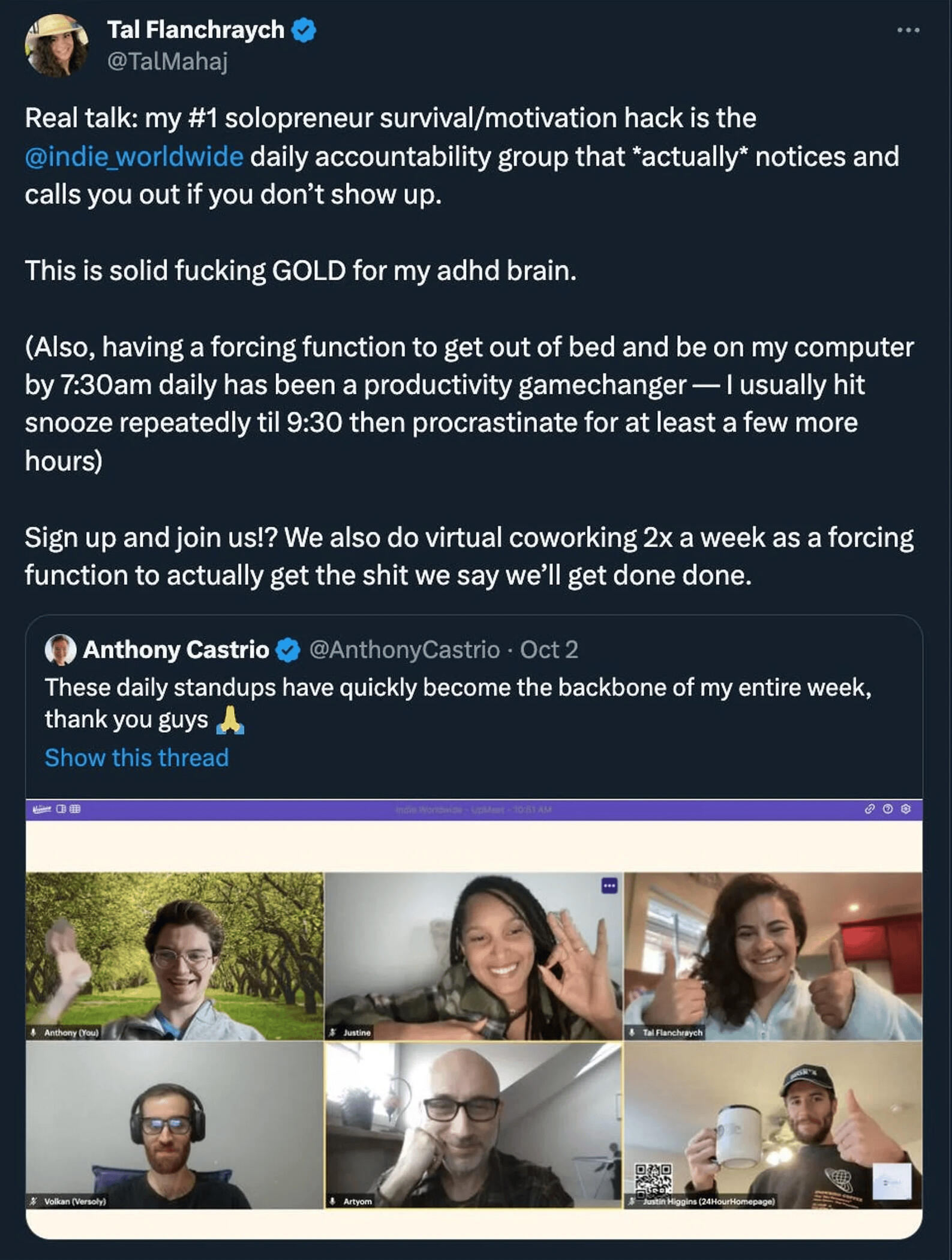 Tweet about Indie Worldwide Events